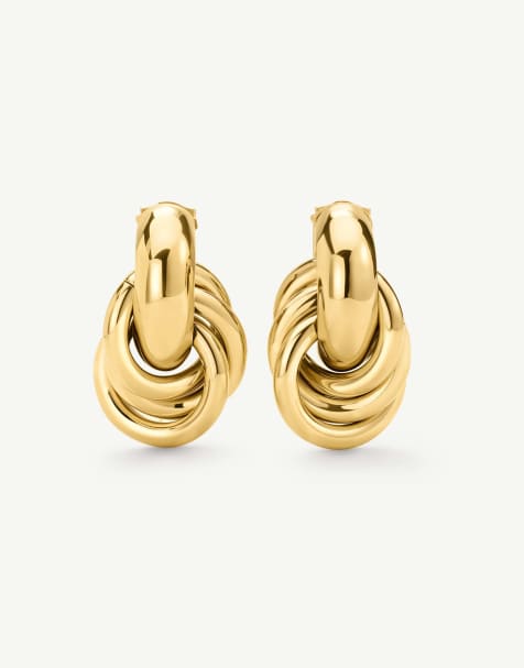 D. LOUISE Waterproof classic knot earrings – tarnish-free in gold - view 1