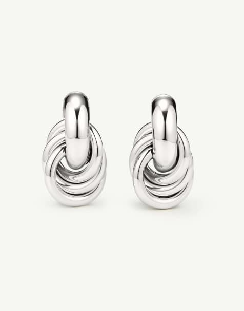 D. LOUISE Waterproof classic knot earrings – tarnish-free in silver - view 1
