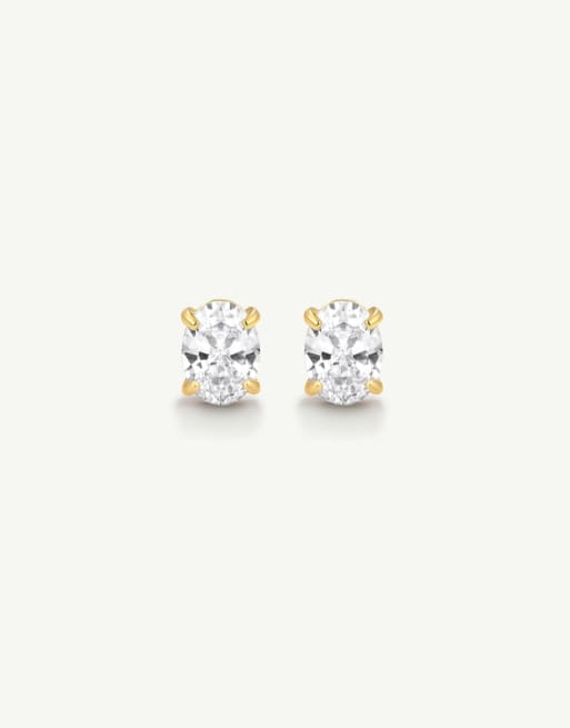 D. LOUISE Waterproof classic oval solitaire earrings 1.25 ct – tarnish-free in gold, 2 of 5