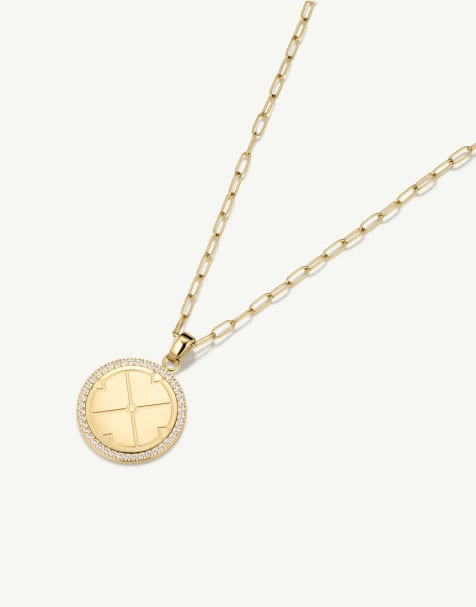 D. LOUISE Waterproof engravable compass pendant necklace – tarnish-free in gold - view 1