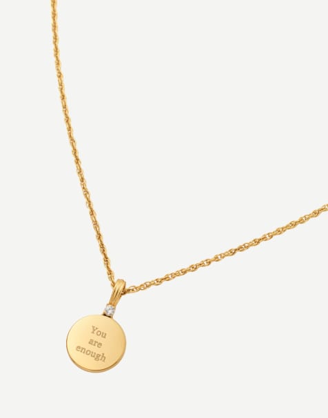 D. LOUISE Waterproof engravable disc with cz necklace – tarnish-free in gold - view 1