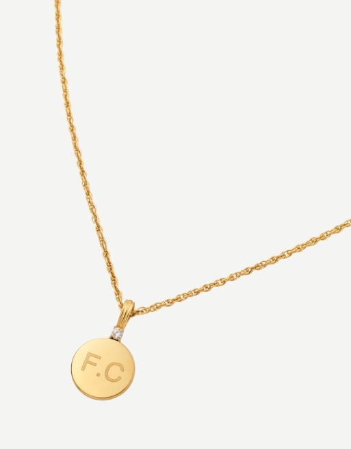 D. LOUISE Waterproof engravable disc with cz necklace – tarnish-free in gold, 2 of 4