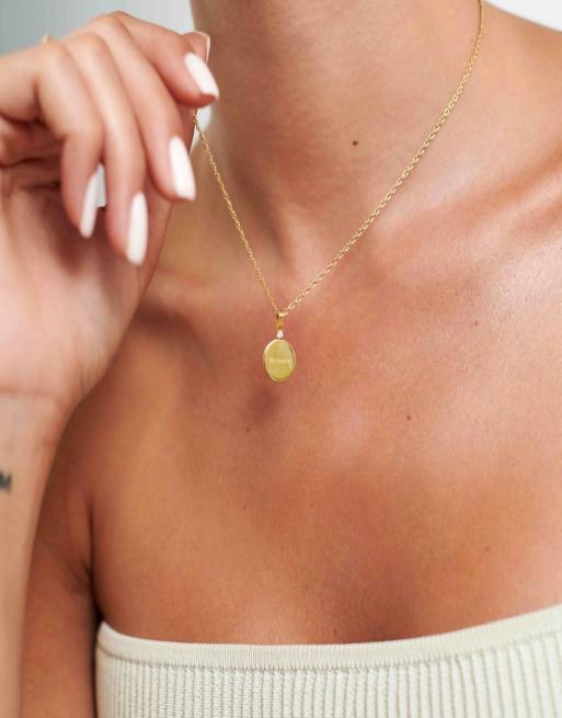 D. LOUISE Waterproof engravable disc with cz necklace – tarnish-free in gold, 4 of 4