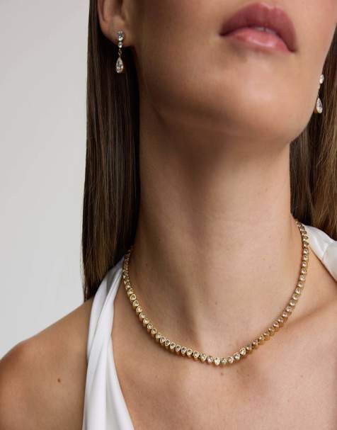 D. LOUISE Waterproof heart tennis necklace – tarnish-free in gold - view 1