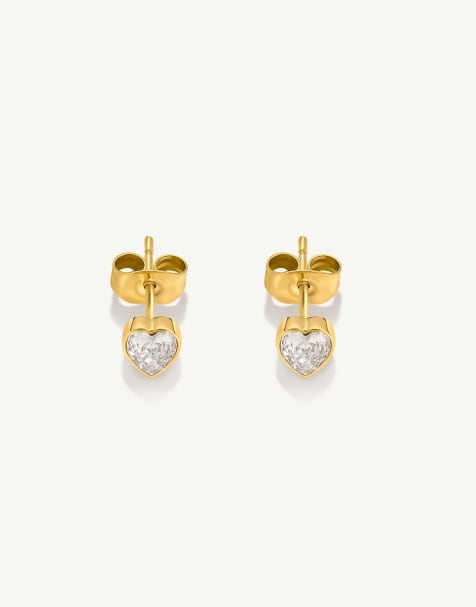 D. LOUISE Waterproof heart tennis stud earrings – tarnish-free in gold - view 1