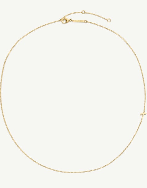 D. LOUISE Waterproof initial t pendant necklace – tarnish-free in gold - view 1