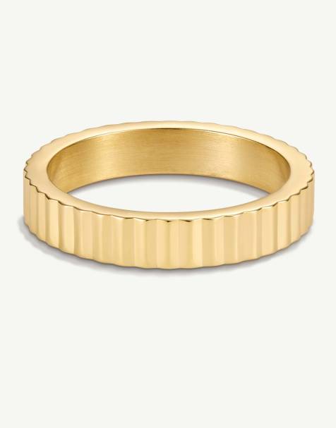D. LOUISE Waterproof mini pleat ring – tarnish-free in gold - view 1