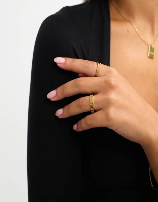 D. LOUISE Waterproof mini pleat ring – tarnish-free in gold, 4 of 4