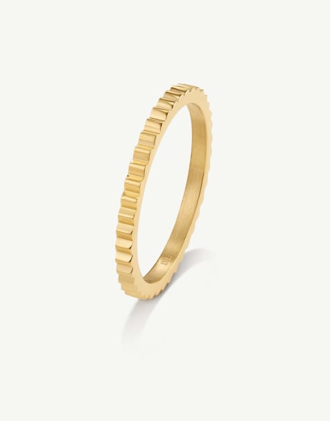D. LOUISE Waterproof mini pleat slim ring – tarnish-free in gold - view 1