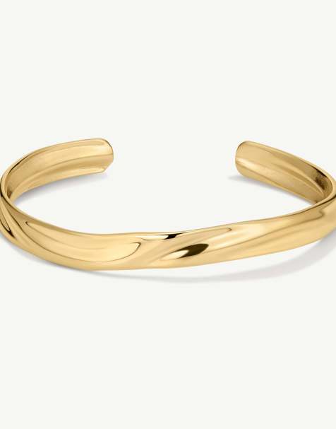 D. LOUISE Waterproof molten bangle slim – tarnish-free in gold - view 1