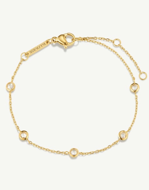 D. LOUISE Waterproof multi stone chain bracelet – tarnish-free in gold - view 1