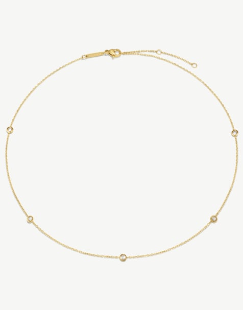 D. LOUISE Waterproof multi stone chain necklace – tarnish-free in gold - view 1