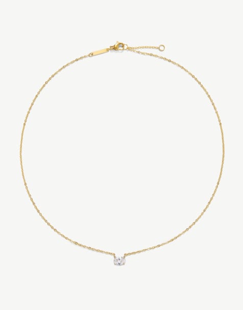 D. LOUISE Waterproof oval solitaire necklance – tarnish-free in gold - view 1