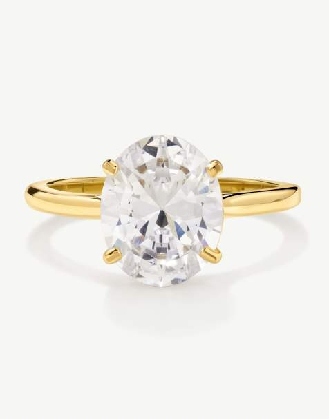 D. LOUISE Waterproof oval solitaire ring – tarnish-free in gold - view 1