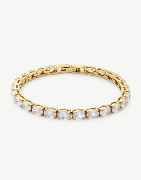D. LOUISE Waterproof oval tennis bracelet – tarnish-free in gold - view 1
