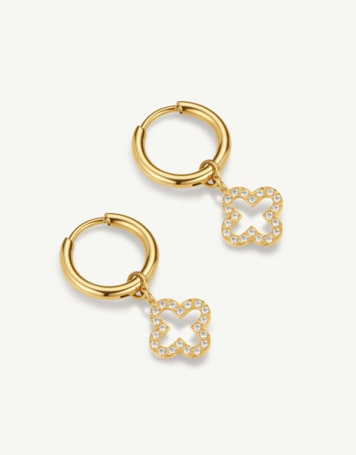 D. LOUISE Waterproof pave clover huggies – tarnish-free in gold, 2 of 3