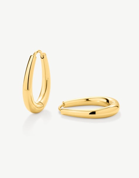 D. LOUISE Waterproof tapered oval hoops – tarnish-free in gold - view 1