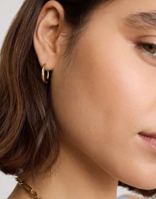 D. LOUISE Waterproof tapered oval hoops – tarnish-free in gold, 2 of 5
