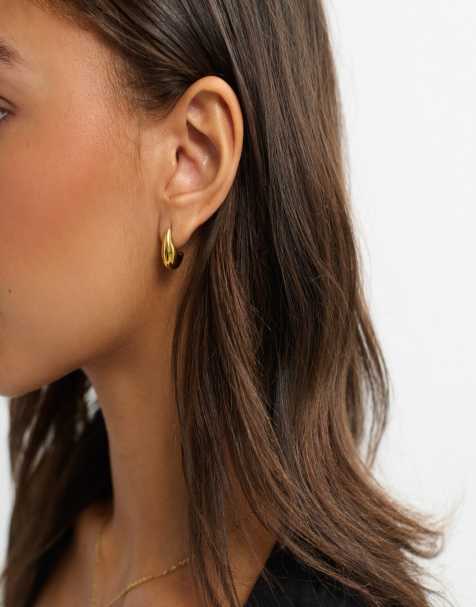 D. LOUISE waterproof tarnish-free Baby curved hoops in gold - view 1