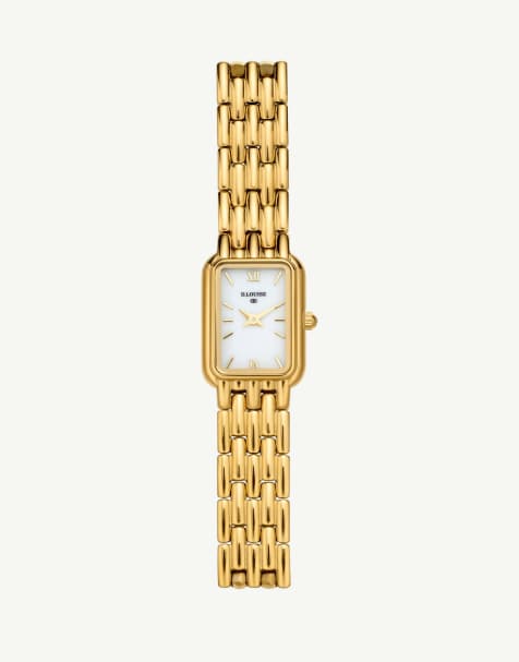 D. LOUISE waterproof tarnish-free Classic gold linked watch in gold - view 1