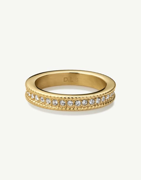 D. LOUISE waterproof tarnish-free Pave illusion ring in gold - view 1