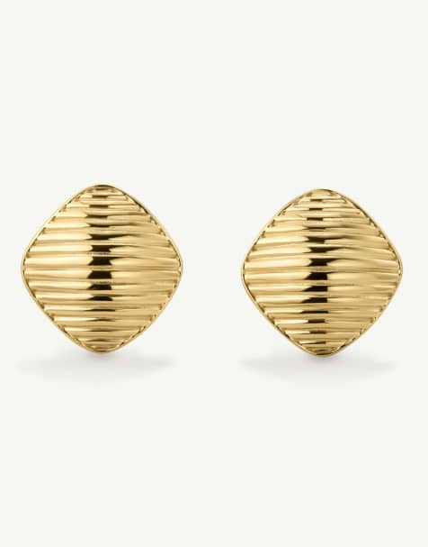 D. LOUISE waterproof tarnish-free Vintage ribbed earrings in gold - view 1