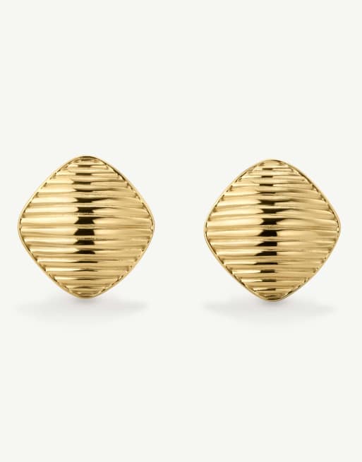D. LOUISE waterproof tarnish-free Vintage ribbed earrings in gold
