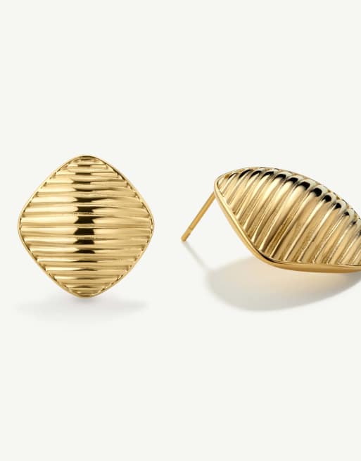 D. LOUISE waterproof tarnish-free Vintage ribbed earrings in gold, 3 of 3