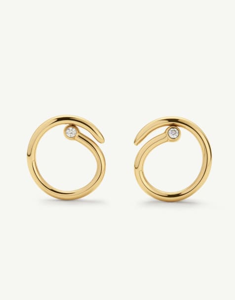 D. LOUISE waterproof tarnish-free Wave studs in gold - view 1