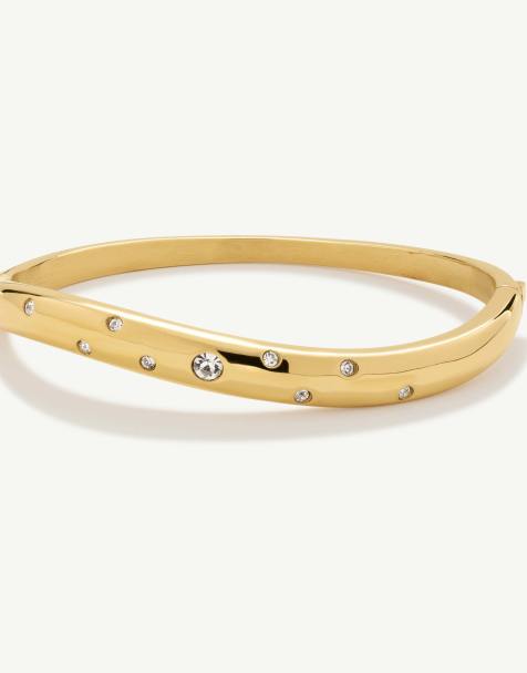 D. LOUISE Wave bangle with stones in gold - view 1