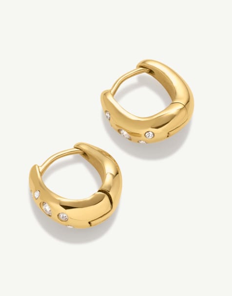 D. LOUISE Wave huggies with stones in gold - view 1