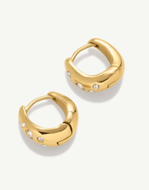 D. LOUISE Wave huggies with stones in gold