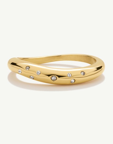 D. LOUISE Wave ring with stones in gold - view 1