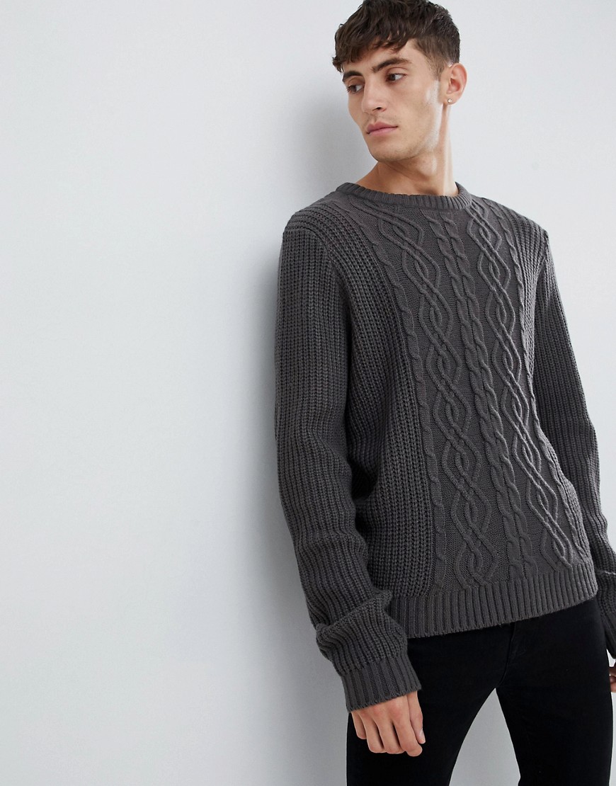 D-Struct Chunky Cable Nep Jumper-Grey