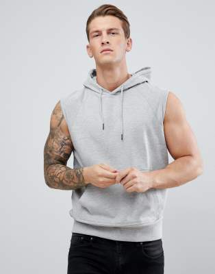 Sleeveless Hooded Sweat-Gray