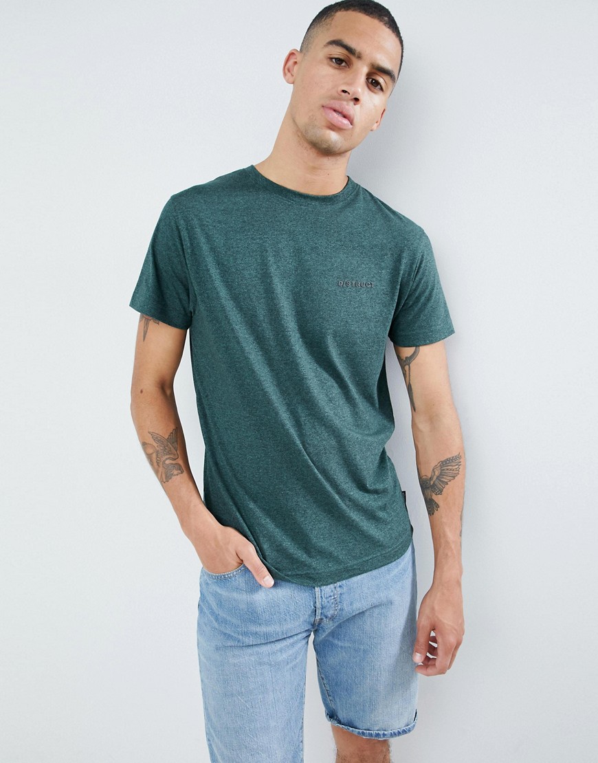 D-Struct - T-shirt lunga mélange con logo e fondo arrotondato-Blu