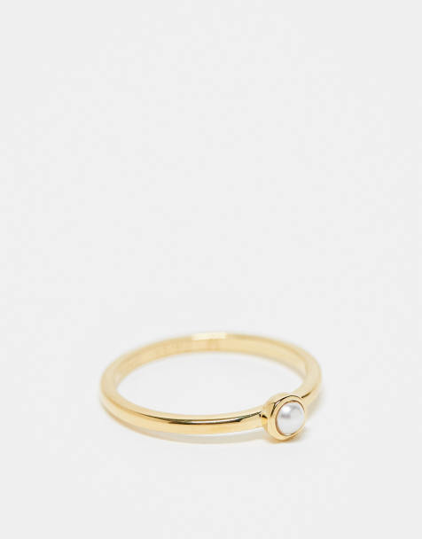 Daisy London - Anello in argento sterling placcato oro 18 carati con perlina sintetica - view 1