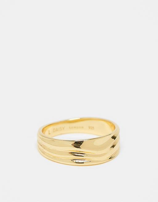 Daisy London - Anello spesso ondulato in argento sterling placcato oro 18 carati 