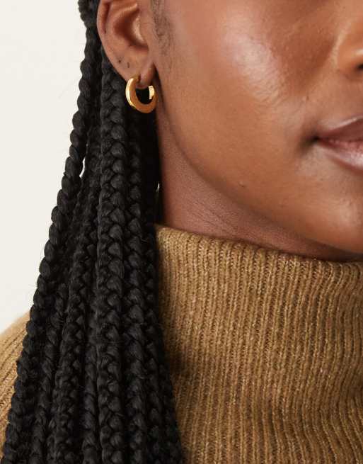 Daisy London chunky hoop earrings in 18ct gold plated brass , 4 of 4