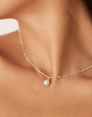 Daisy London - Collier à pendentif perle fantaisie en argent massif-Argenté