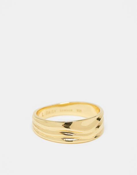 Daisy London – Grov vågformad ring av sterlingsilver med 18K guldplätering - view 1