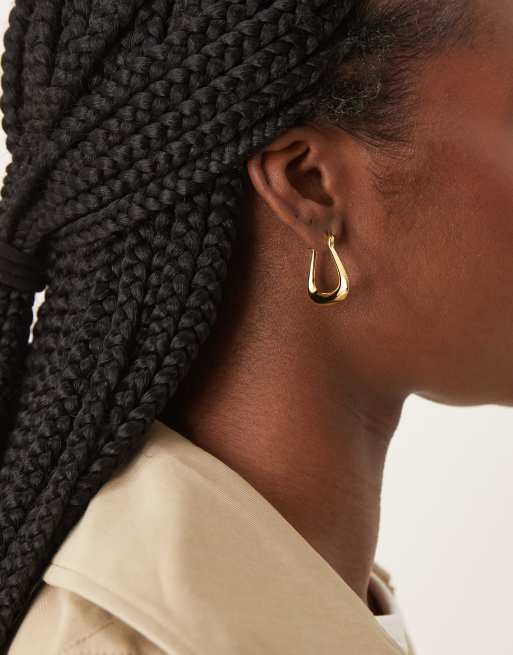 Daisy London large square hoop earrings in 18kt gold plated brass , 3 of 4