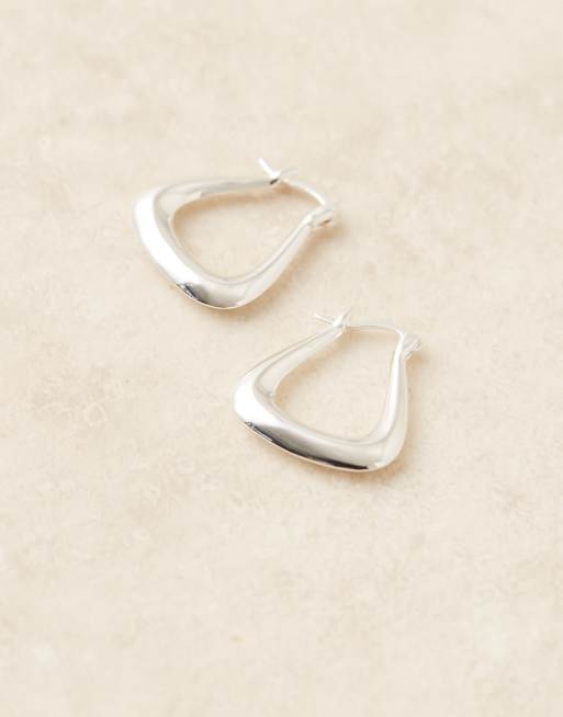 Daisy London - Orecchini quadrati grandi in ottone placcato argento sterling , 2 di 4