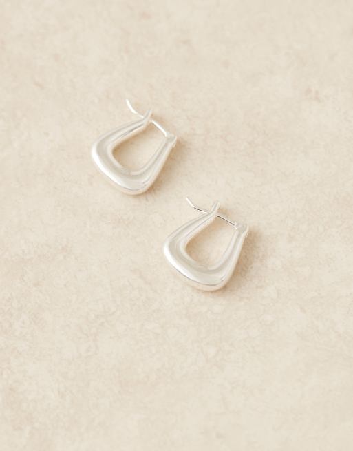 Daisy London - Petites créoles carrées en laiton plaqué argent massif , 2 de 4