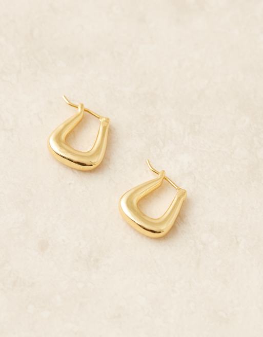 Daisy London small square hoop earrings in 18ct gold plated brass , 2 of 4