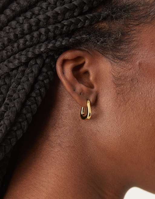 Daisy London small square hoop earrings in 18kt gold plated brass , 3 of 4