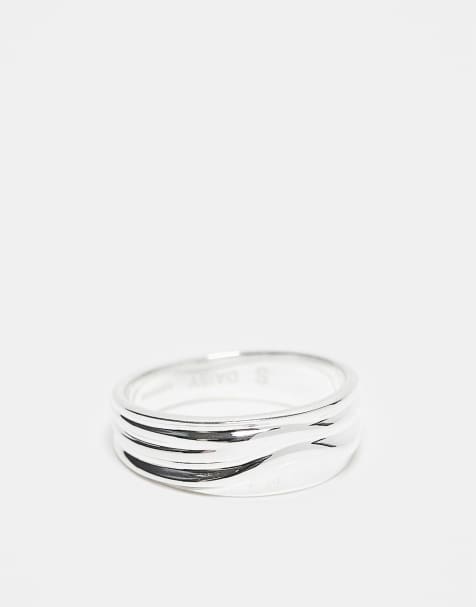 Daisy London – Vågmönstrad grov ring av sterlingsilver - view 1