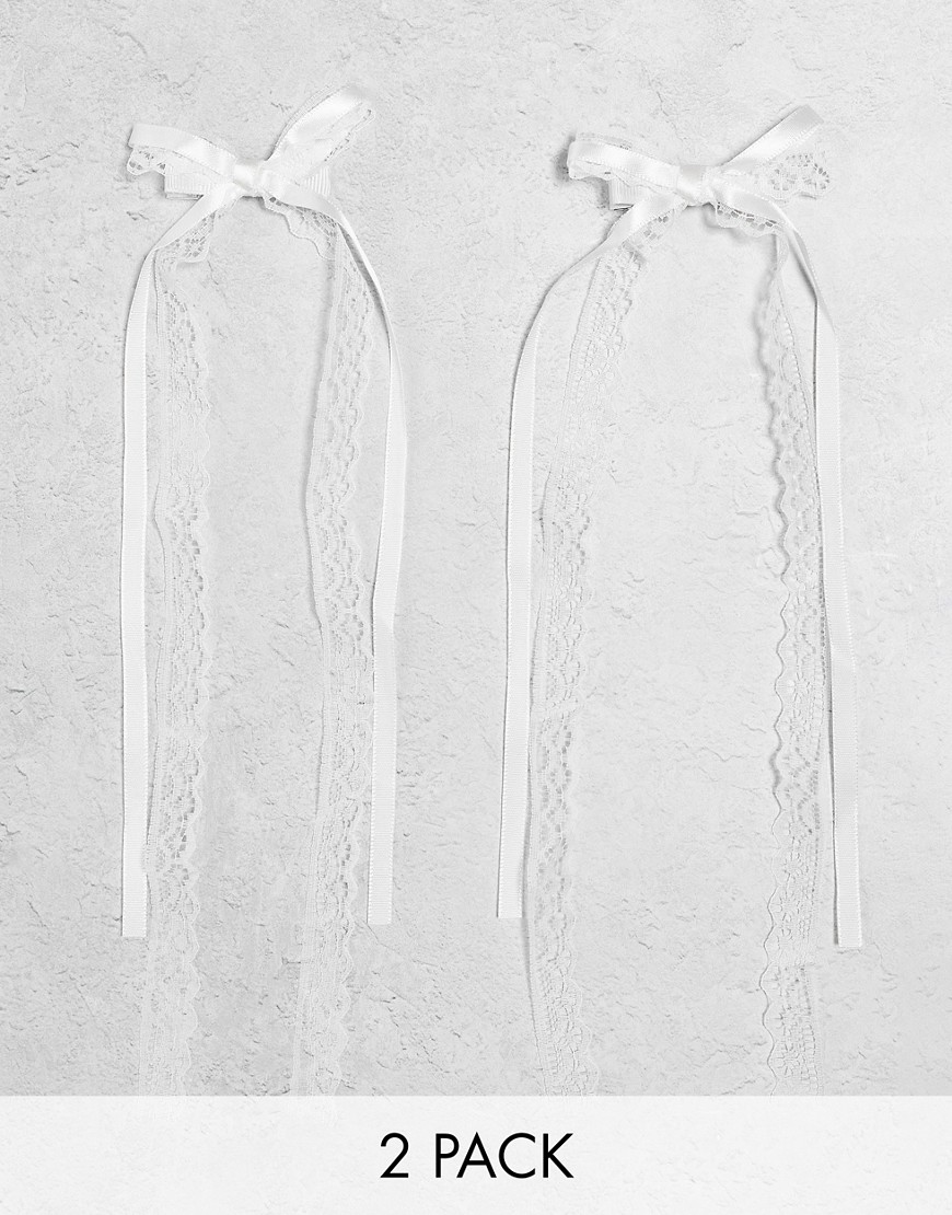 Daisy Street 2 pack white lace bow hair clip