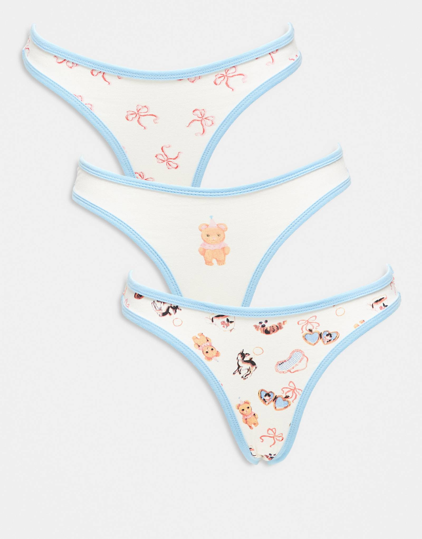 Трусы Daisy Street из 3-х упаковок с принтом медведя и банта