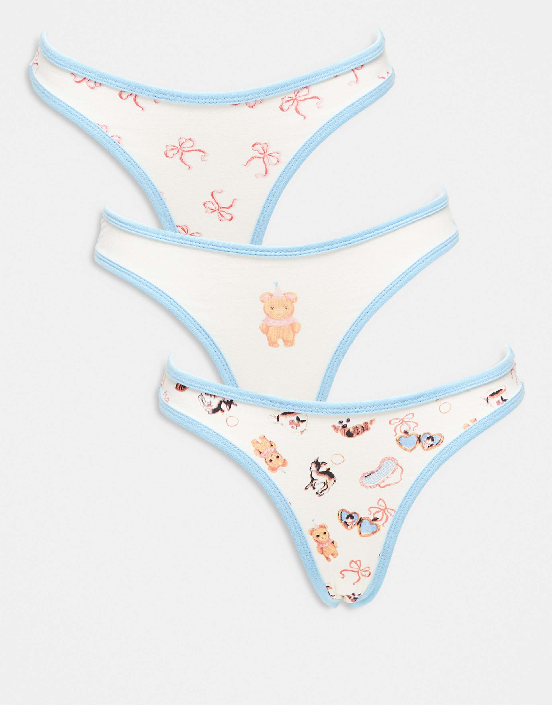 daisy street 3 pack briefs in bear and bow print